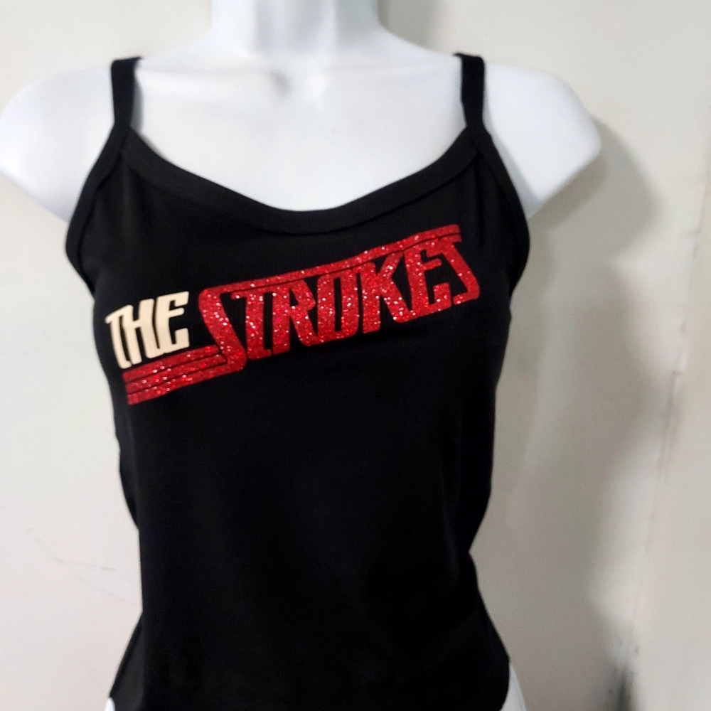 The strokes tank top the strokes crop top red glitter sparkles Shirt Xxs -3xl - Picture 4 of 4